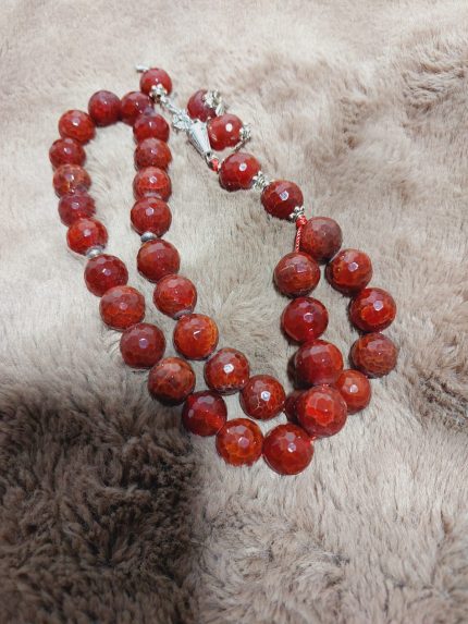 Super Cherry Agate Tasbih - 12mm Beads, Handcrafted Prayer Beads for Meditation, Emotional Balance, and Daily Use, Elegant Design