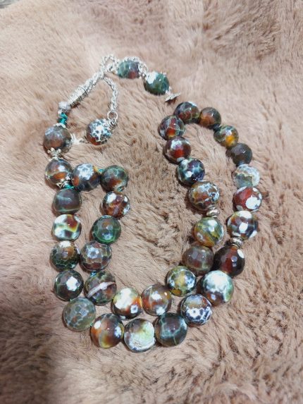 Moss Agate Tasbih - 33 Beads, Handcrafted Prayer Beads for Meditation, Spiritual Growth, and Daily Use, Natural Design