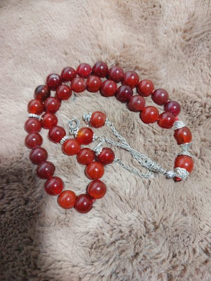 Cherry Agate Tasbih - 10mm Beads, Handcrafted Prayer Beads for Meditation, Emotional Balance, and Daily Use, Elegant Design